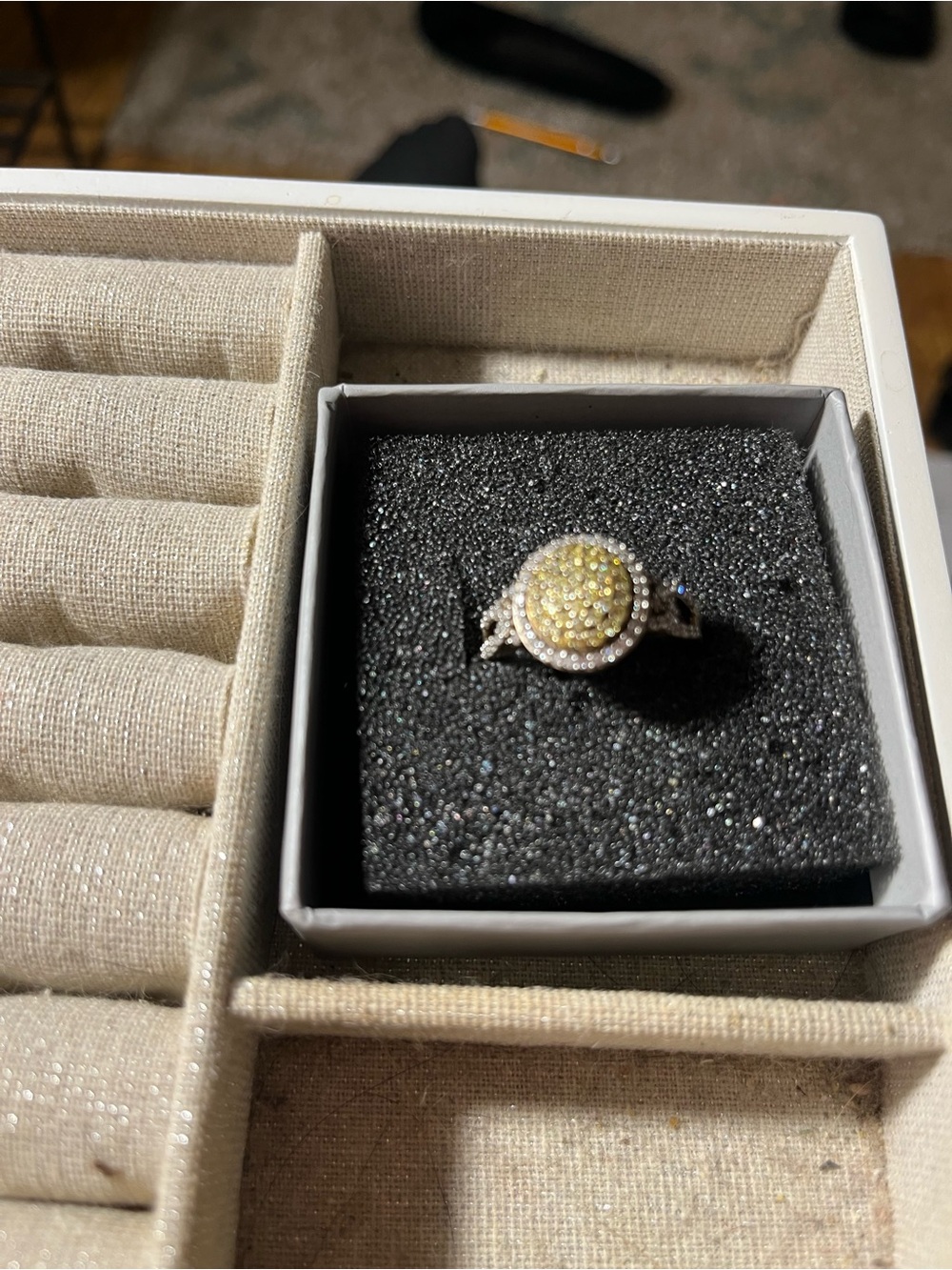 Yellow Halo Pavé Cocktail Ring - Women Jewelry